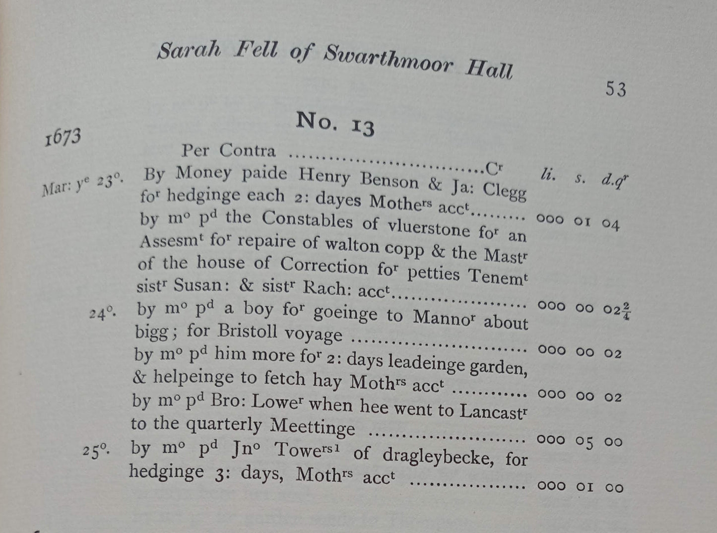 The Household Account Book Of Sarah Fell Of Swarthmoor Hall