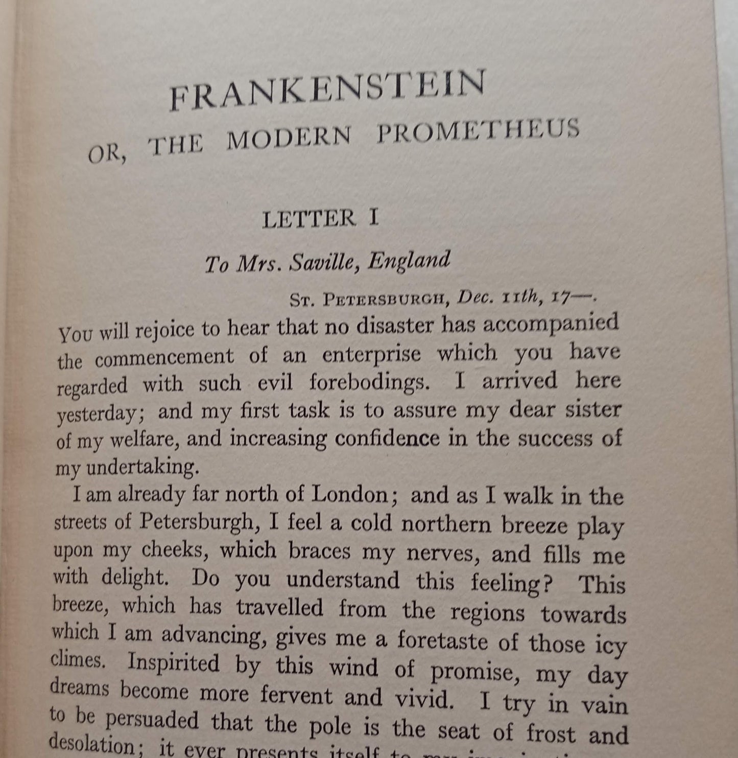 Frankenstein or the Modern Prometheus